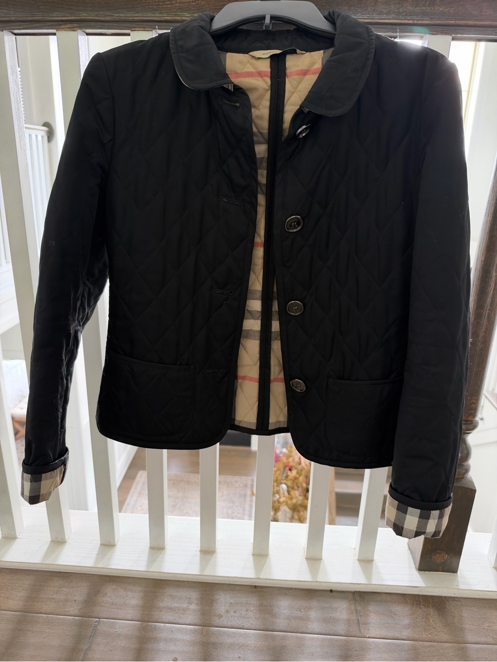 Burberry Black Quilted Kids Jacket with Signature Check Lining